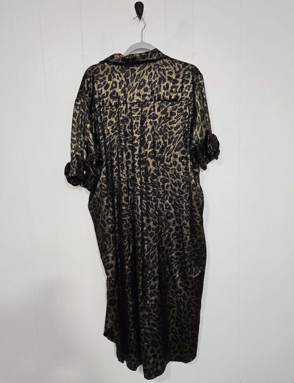 Beulah Metallic Gold and Black Leopard Shirt Dress - Picture 4 of 6
